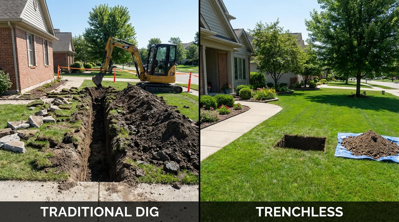 Trenchless sewer repair with minimal yard damage versus traditional excavation in Conway, SC